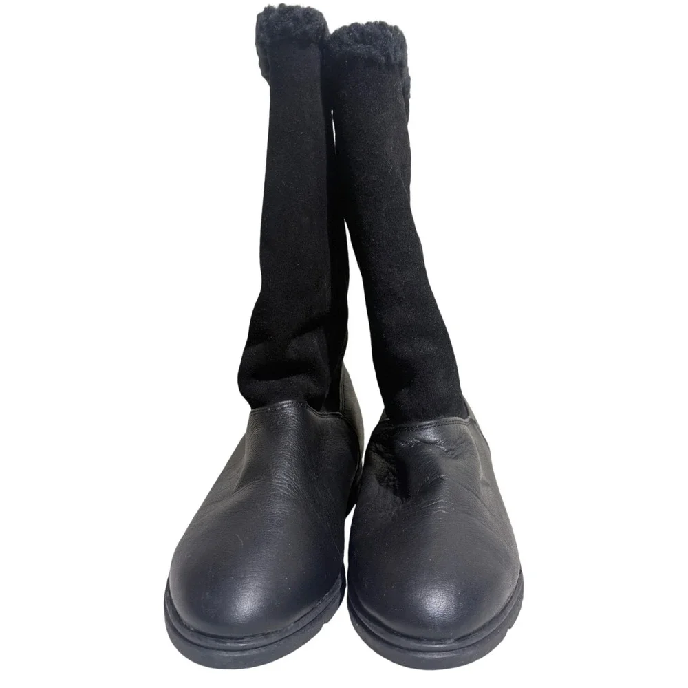 G.H. Bass Women's Leather & Suede Boots Black Fleece Lined Size 9